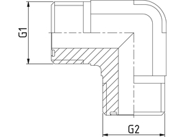 Haakse adapter ORFS-ORFS 90°